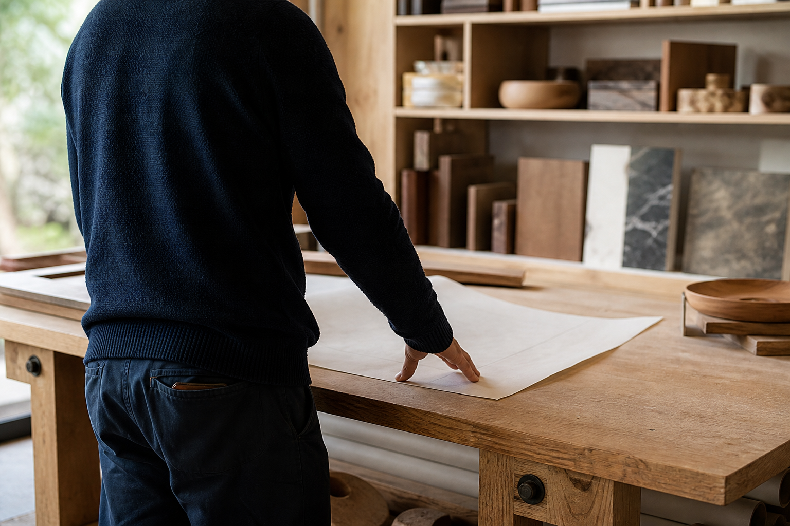 An established business owner at work in a bright workshop